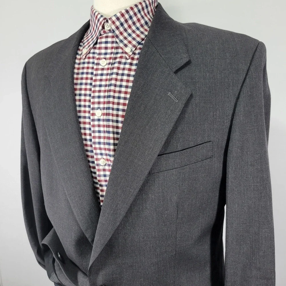 VTG Marshall Fields Men's Sport Coat Blazer Two Button Charcoal Wool Size 43L‎